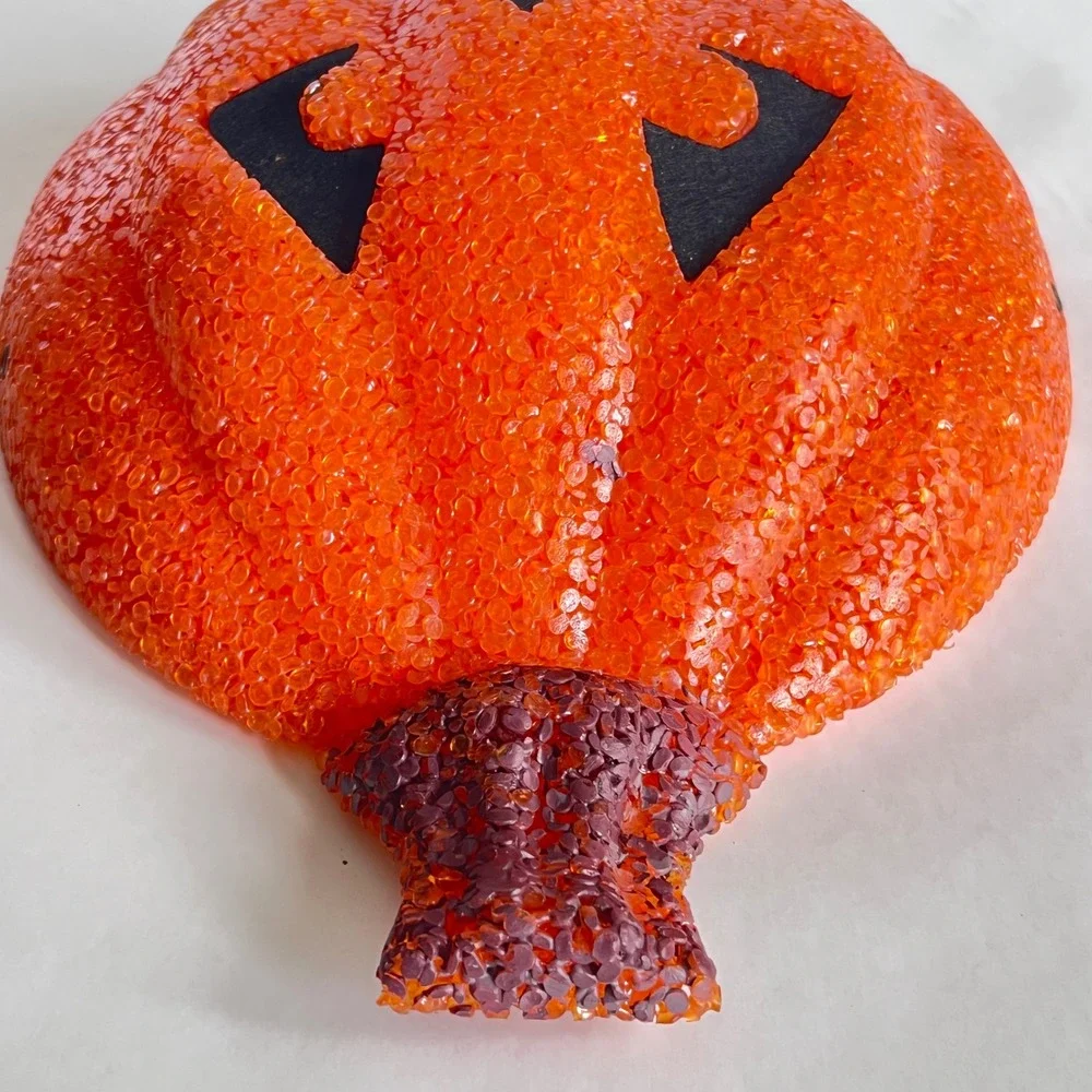 Vintage Popcorn Plastic Jack O Lantern Halloween Wall Decor Melted Plastic Bead